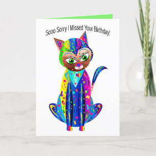 Belated Birthday, Calico Cat, Kaleidoscope Group Card