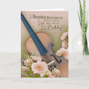 Belated Birthday Card For Violinist – Floral Music