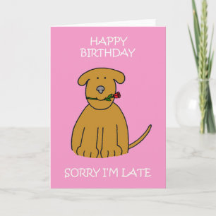 Belated Birthday Cartoon Puppy Card