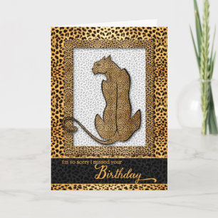 Belated Birthday Cheetah Animal Print Card
