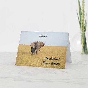 Belated Birthday Elephant Personalize Name Text Card