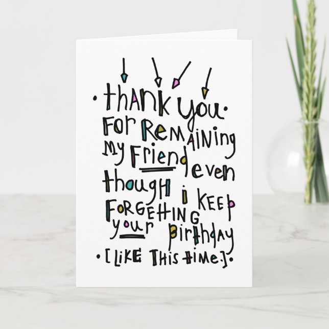 Belated Birthday Friendship Card (Front)