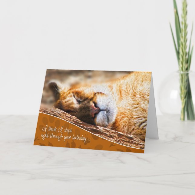 Belated Birthday Funny Cougar Painting Card (Front)