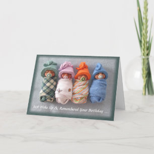 Belated Birthday, Funny: Four Clay Babies Card