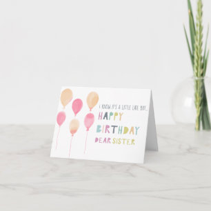 Belated Birthday Watercolor Balloons Sister Cute Card