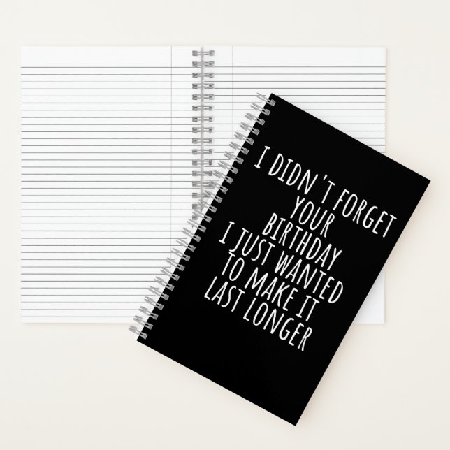 Belated Birthday Wish I didn't Forget Funny Notebook (Inside)