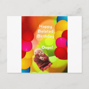 Belated birthday with balloons postcard