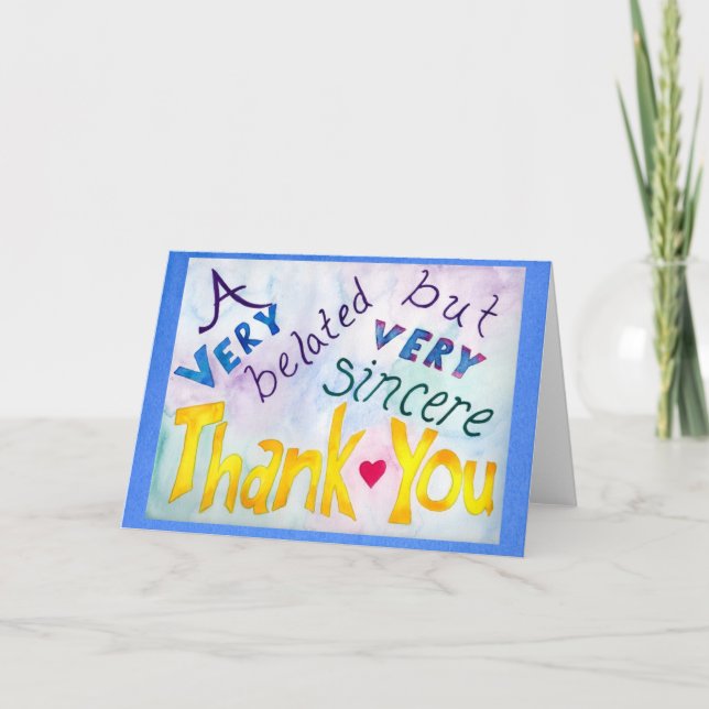 Belated but Sincere Thank You Card Blue (Front)