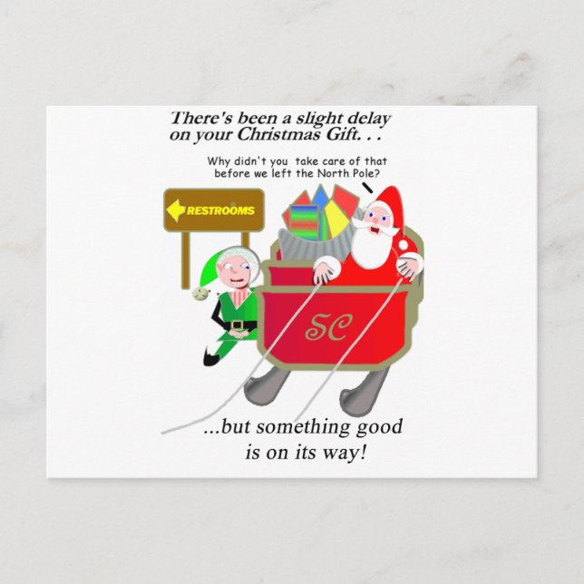 Belated Christmas - Santa Delayed Holiday Postcard (Front)