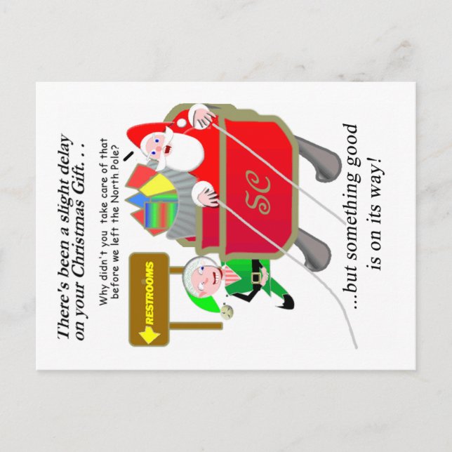 Belated Christmas - Santa Delayed Portrait  Holiday Postcard (Front)