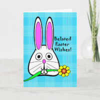 Belated Easter Wishes, Cute Bunny with Flower