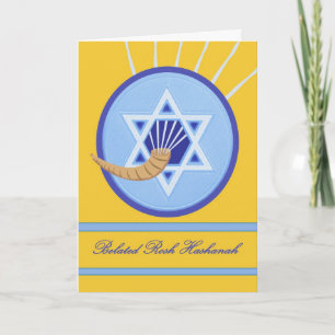 Belated Rosh Hashanah, Shofar and Magen David Holiday Card