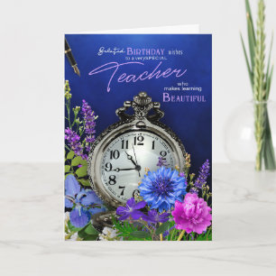 Belated Teacher Birthday Floral Theme Card