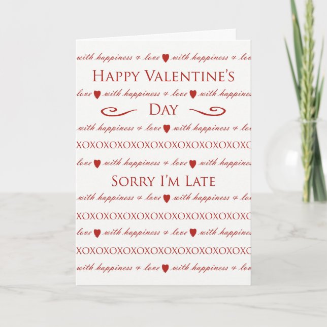 Belated Valentine's Day, Elegant Script Lettering Holiday Card (Front)