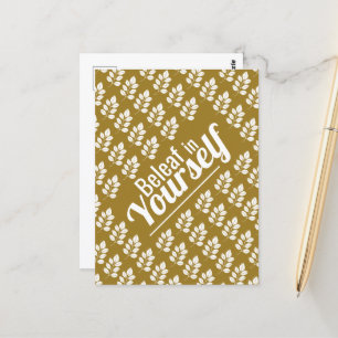Beleaf in Yourself, White Leaf Postcard