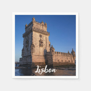 Belem tower at sunset in Lisbon, Portugal Napkin