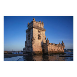 Belem tower at sunset in Lisbon, Portugal Photo Print