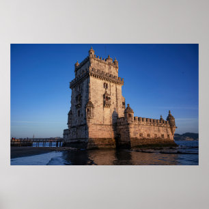 Belem tower at sunset in Lisbon, Portugal Poster