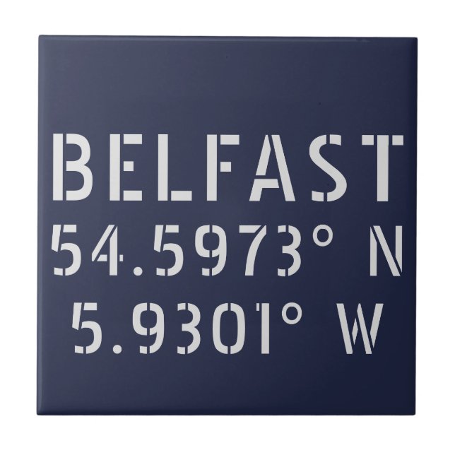 Belfast Latitude Longitude Tile (Front)