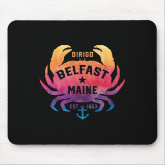 Belfast Maine Souvenir Dirigo Crab Cute Rainbow Ti Mouse Pad