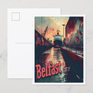Belfast North Ireland Vintage Travel Illustration Postcard