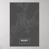 Belfast, Northern Ireland (white on black)