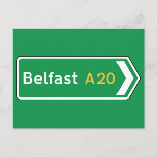 Belfast, UK Road Sign Postcard