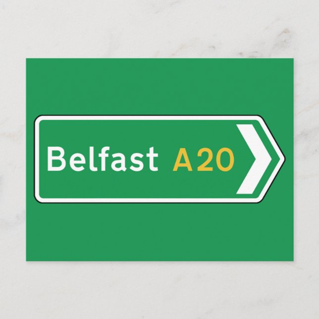 Belfast, UK Road Sign Postcard (Front)