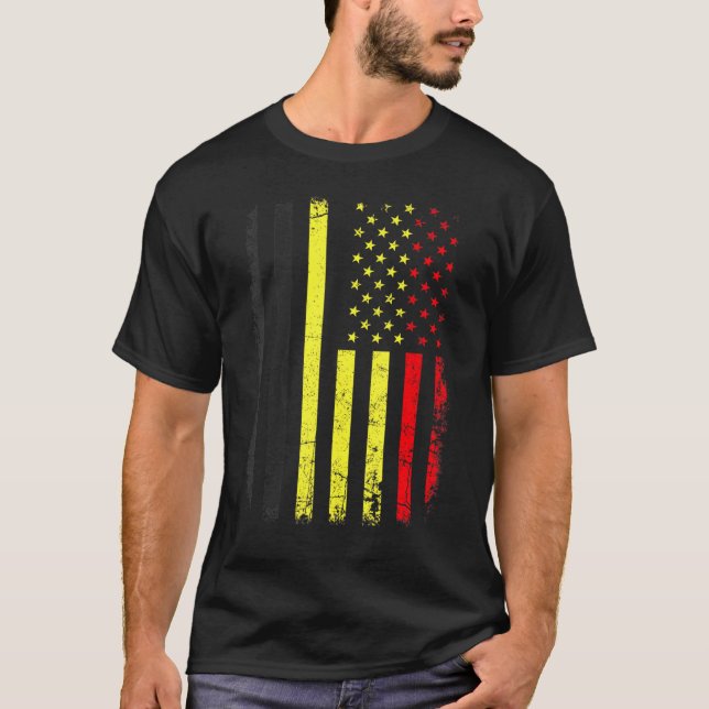 Belgian American Flag Belgium America Pride Herita T-Shirt (Front)