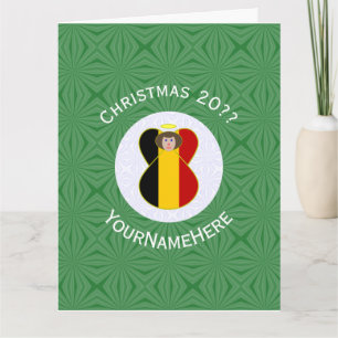Belgian Angel Christmas Flag Personalized  Card