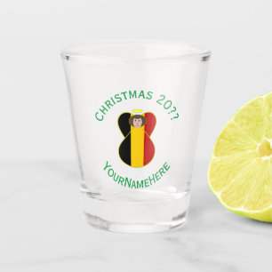 Belgian Angel Christmas Flag Personalized  Shot Glass