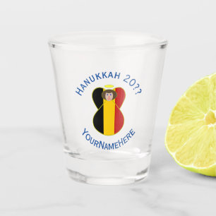 Belgian Angel Hanukkah Flag Personalized  Shot Glass