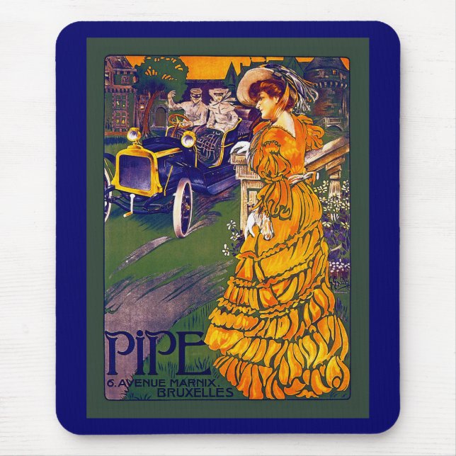 Belgian Art Nouveau Automobile Ad Mouse Pad (Front)