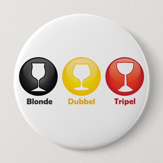 Belgian Beer Icons 4 Inch Round Button (Front)