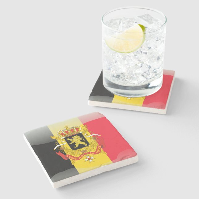 Belgian Coat of arms Stone Coaster (Side)