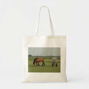 Belgian Draught   Horse-one grey, one brown Tote Bag