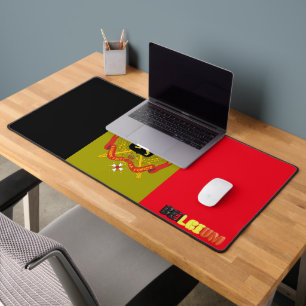 Belgian flag and coat of arms desk mat