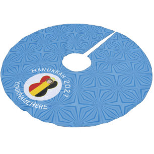 Belgian Flag Angel Hanukkah Personalized Brushed Polyester Tree Skirt