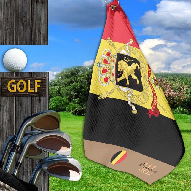 Belgian flag & Belgium monogrammed Golf Towel (Creator Uploaded)