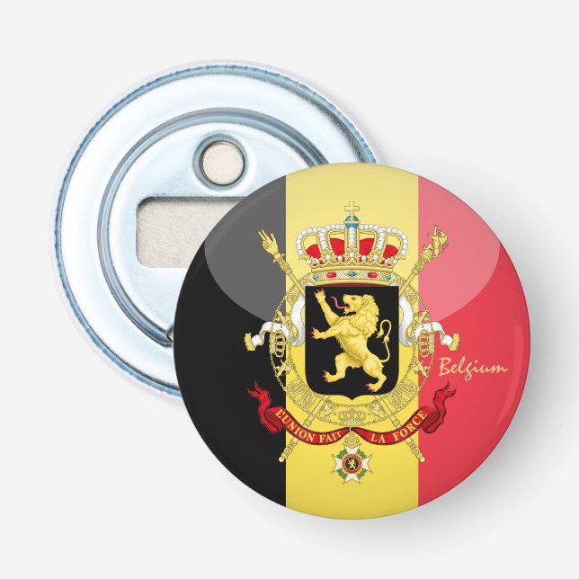 Belgian Flag & Belgium party drinks / love sports Bottle Opener (Front)