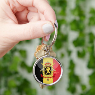 Belgian flag, emblem & Belgium holiday /sports Key Keychain