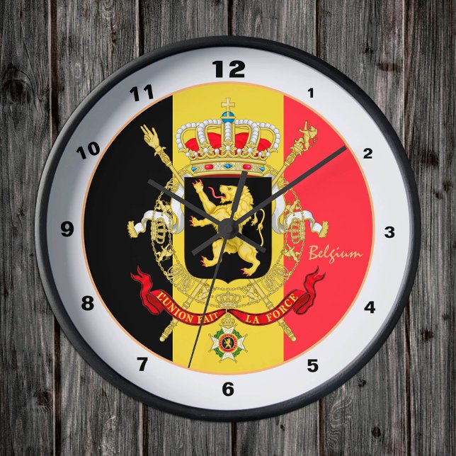Belgian Flag, Emblem & Belgium trendy fashion Round Clock (Creator Uploaded)