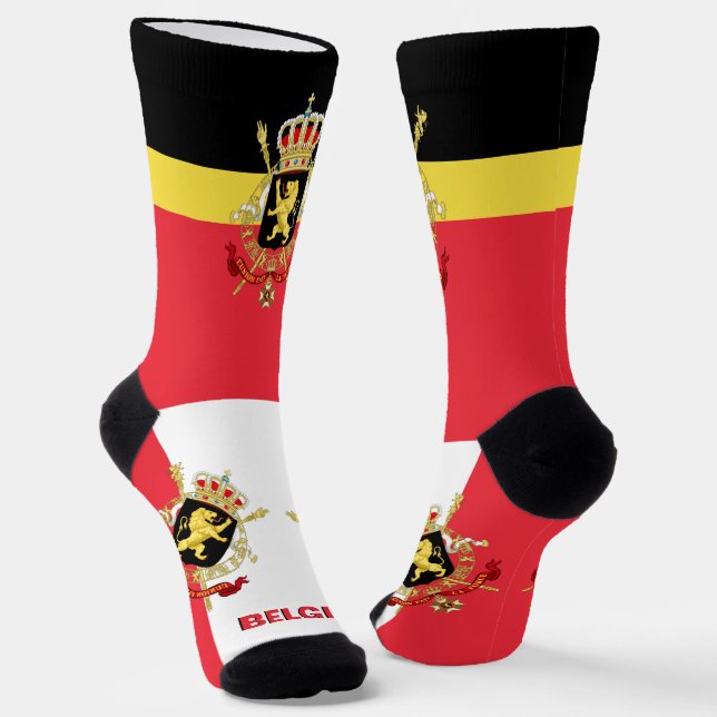 Belgian Flag Patriotic, Sustainable Belgium Socks (Angled)