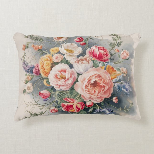 Belgian Floral Elegance Throw Pillow Cover (Front)