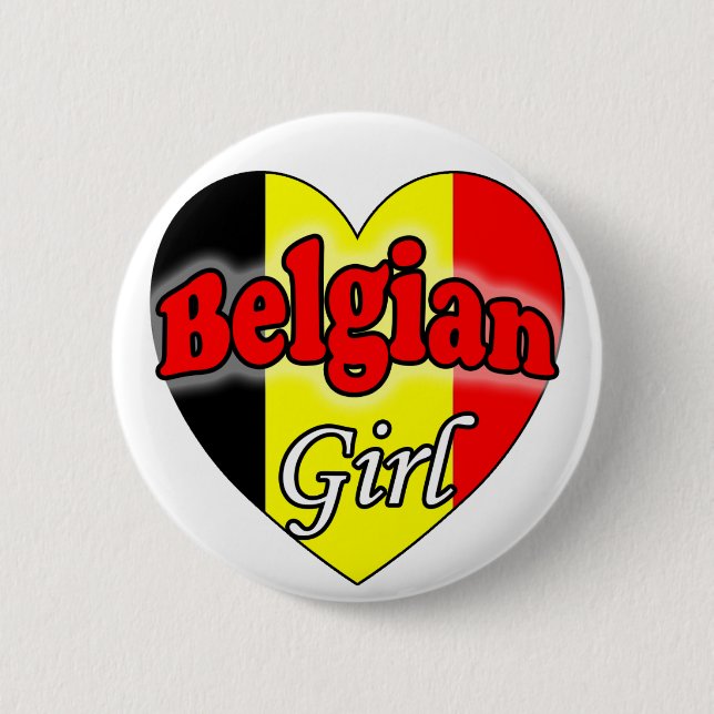 Belgian Girl 2 Inch Round Button (Front)
