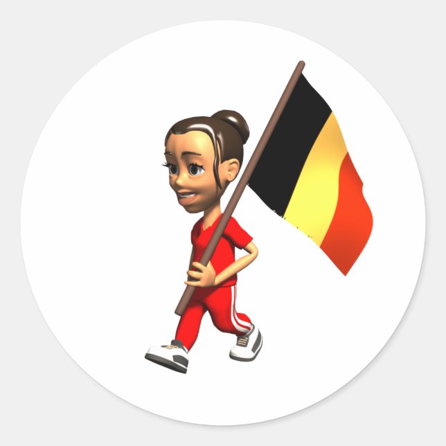 Belgian Girl Classic Round Sticker (Front)