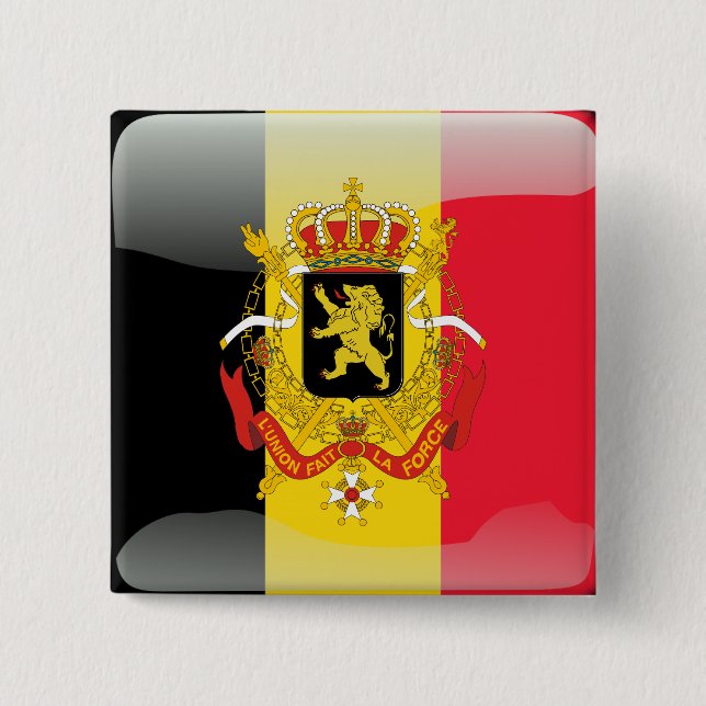 Belgian glossy flag 2 inch square button (Front)
