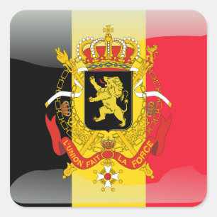 Belgian glossy flag square sticker