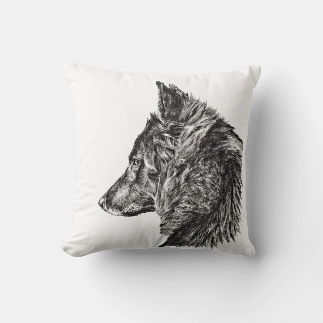 belgian groenendael dog throw pillow (Front)
