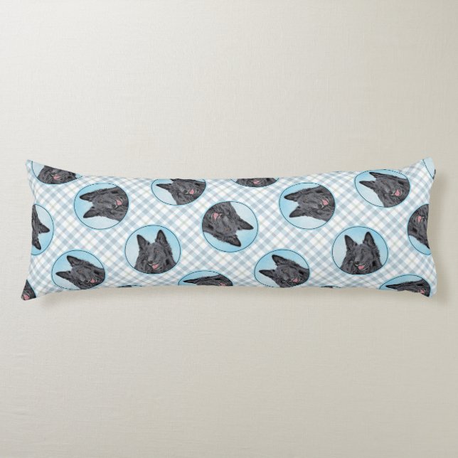 Belgian Groenendael Sheepdog Black Painting Dog Ar Body Pillow (Front)